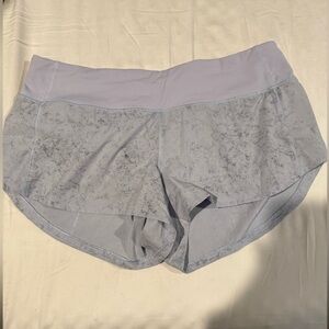 Lululemon Athletica Light Gray Gym Shorts with Back Zip Pocket. Size 6
